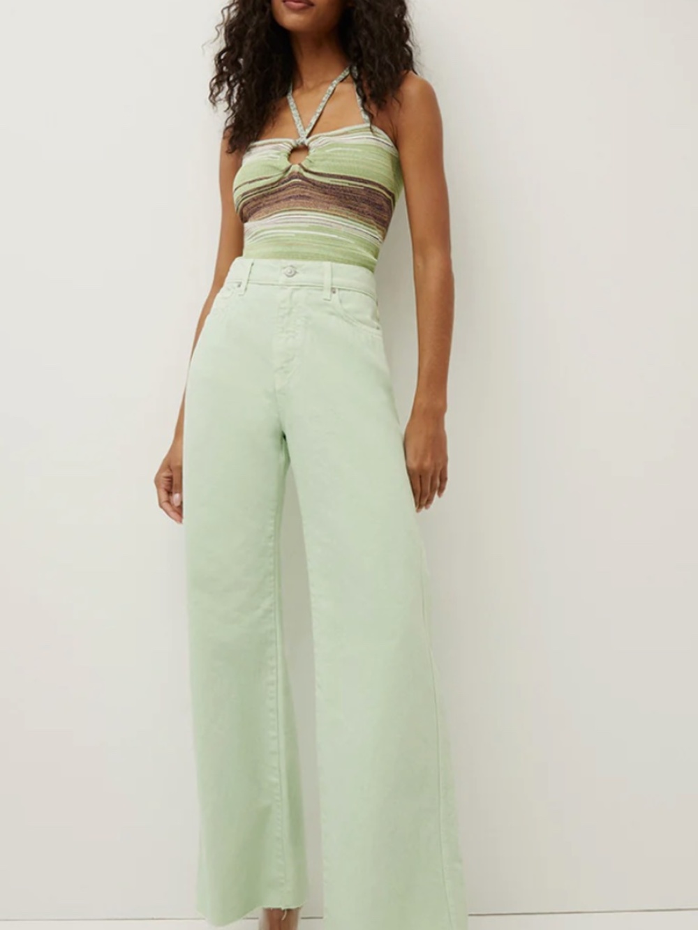 Veronica Beard Wide Leg Pants (Pistachio Green, Size 27)